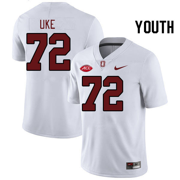 Youth #72 Austin Uke Stanford Cardinal 2024 ACC Conference College Football Jerseys Stitched-White